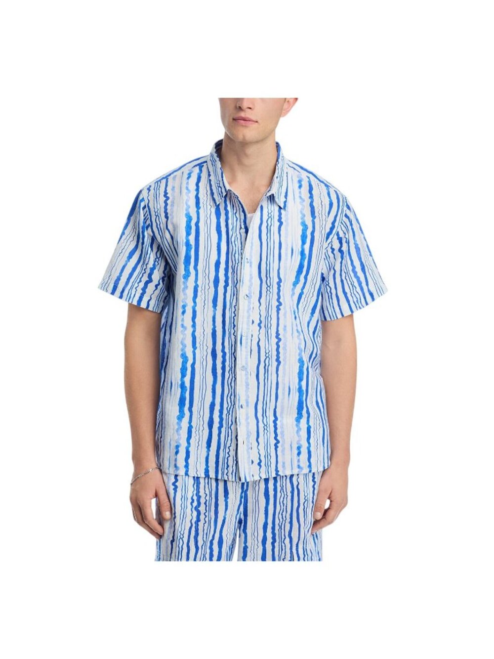 NWT Coniglio Palm Beach Linen Blend Short Sleeve Shirt Wiggle Blue